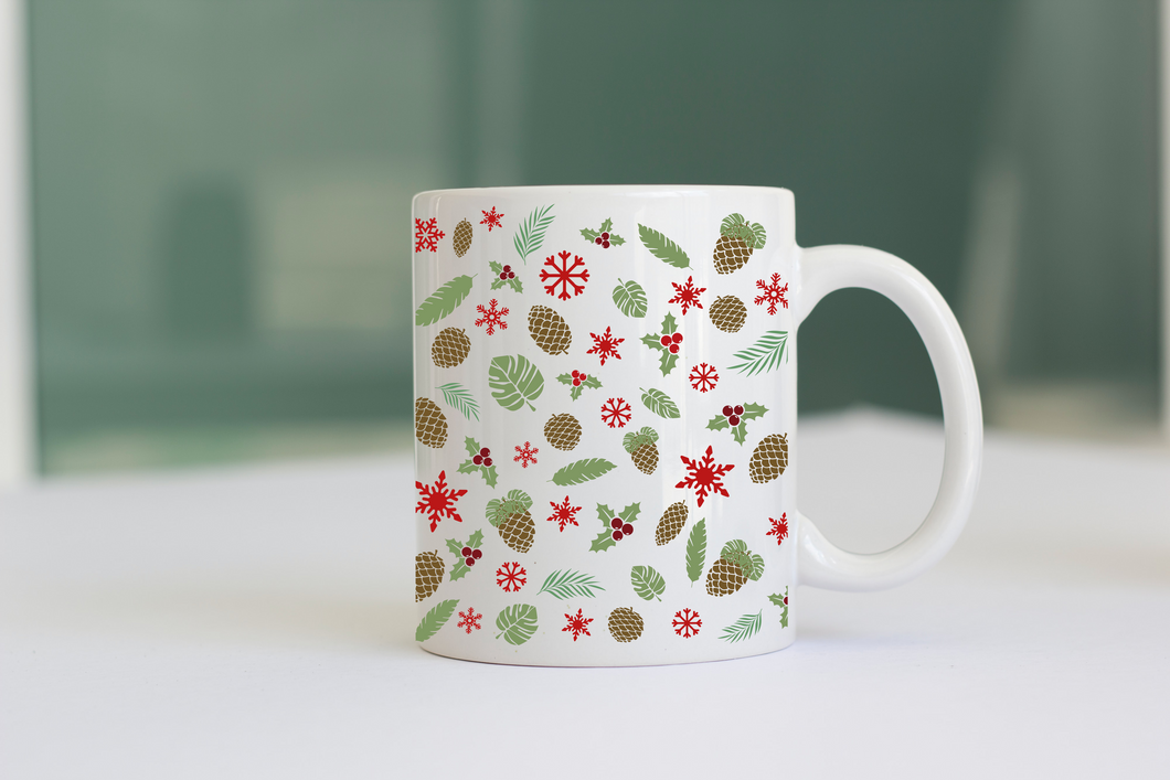 Taza piñas y muérdago