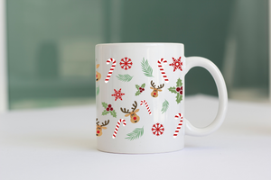 Taza renos y bastones de caramelo