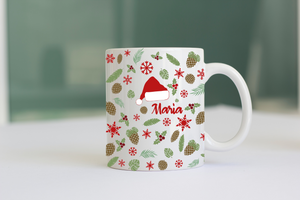 Taza nombre y motivos navideños